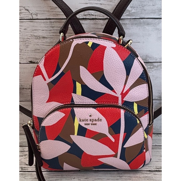 Kate Spade Medium Jackson Tropical Toss Pink Multi Backpack - Picture 1 of 9